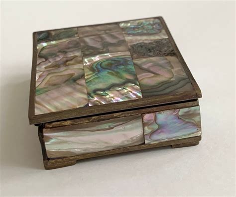 abalone shell lid metal box|Abalone Shell Box .